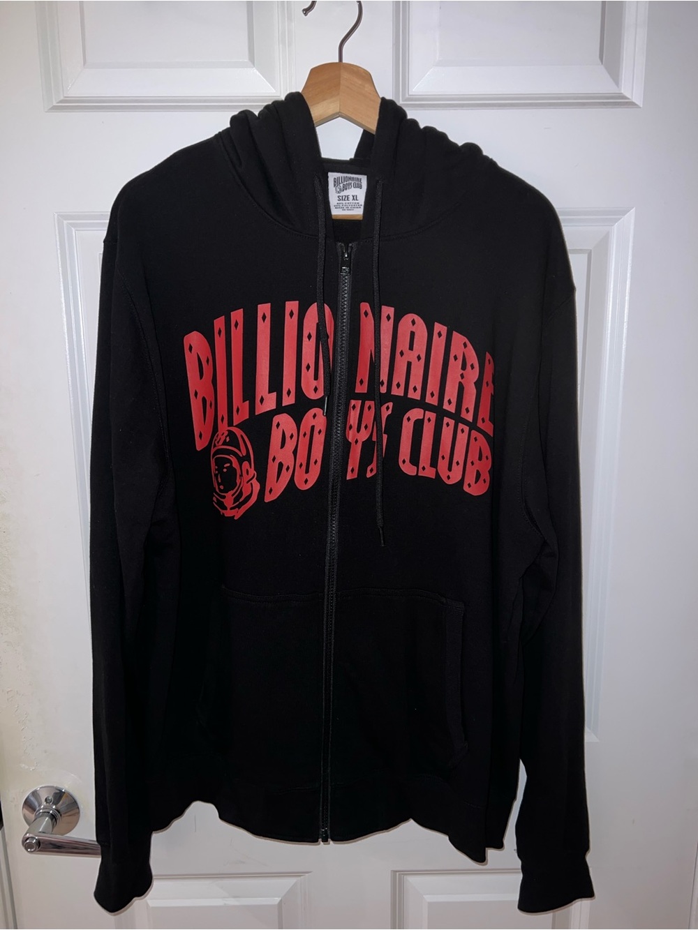 Billionaire Boys Club Black Zip Hoodie with Red Chest Logo
